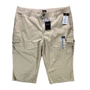 Lee Flex to Go Skimmer Shorts Womens 18 Khaki Stretch Cargo Pockets NWT